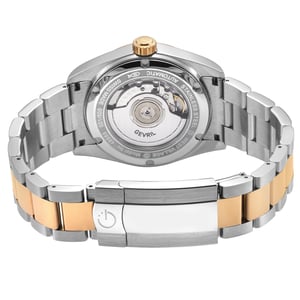 Gevril Men's Automatic West Village 316L Stainless Steel Case,Rose Gold Bezel Blue Sunray Dial, Two toned SS/IPRG Bracelet.