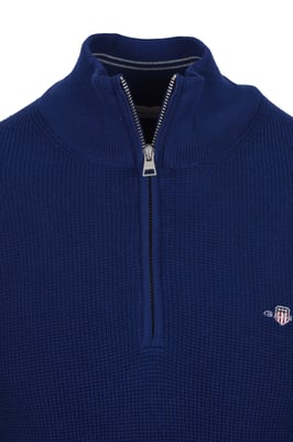 GANT MICRO TEXTURED HALF ZIP KNITWEAR RICH NAVY