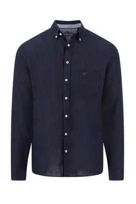 FYNCH-HATTON LONG SLEEVED LINEN SHIRT NAVY
