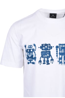 PAUL SMITH REG FIT ROBOTS T-SHIRT WHITE