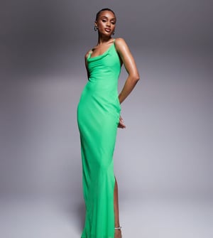 ASOS DESIGN Tall bias strappy cross back maxi dress in green
