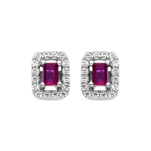 Luxenter Oorbellen van 925 sterling zilver en zirkonia robijn met rhodiumafwerking - Sesh