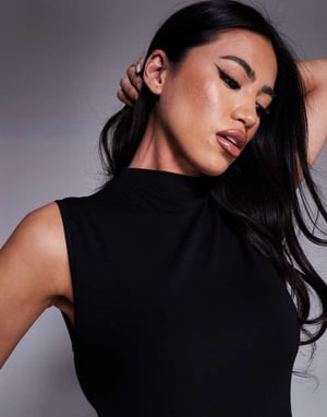 Kaiia exclusive sleeveless high neck gathered skirt maxi dress in black