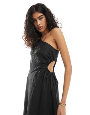 Forever New asymmetrical cut out waist maxi dress in black