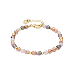 Luxenter Armband van bruin glas met 18-karaats geelgouden afwerking - Likdu
