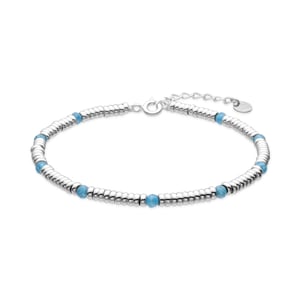 Luxenter Armband van 925 sterling zilver en aquamarijn zirkoon met rhodiumafwerking - Deli