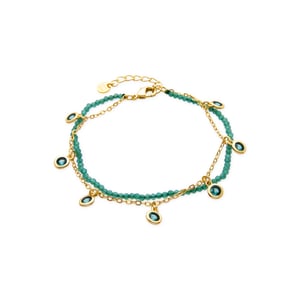 Luxenter Armband met smaragdgroene zirkonia, 18-karaats geelgoud afwerking - Zaru