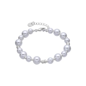 Luxenter Armband met witte parel, afwerking in rhodium - Akio