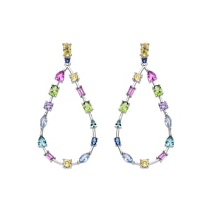 Luxenter Oorbellen van 925 sterling zilver en veelkleurige zirkonia met rhodiumafwerking - Weao