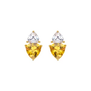 Luxenter Oorbellen van 925 sterling zilver en padparadscha met 18-karaats geelgouden afwerking - Simtul