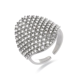 Luxenter Ring met glanzende zirkonia, afwerking in rhodium - Idoi