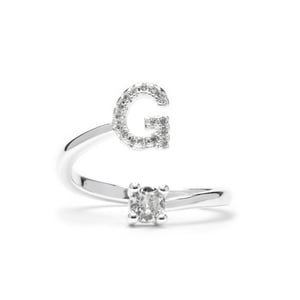Luxenter Ring met glanzende zirkonia, zilveren afwerking - Alphabet