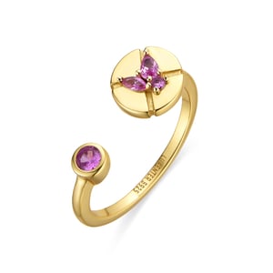 Luxenter Ring van 925 sterlingzilver en roze zirkonia met 18-karaats goud afwerking - Ufore