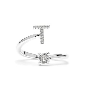Luxenter Ring met glanzende zirkonia, zilveren afwerking - Alphabet