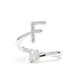 Luxenter Ring met glanzende zirkonia, zilveren afwerking - Alphabet