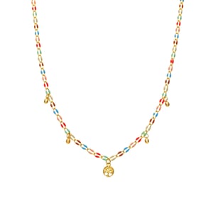 Luxenter Ketting van 925 sterling zilver en veelkleurig gelakt met 18-karaats geelgoud afwerking - Ximue