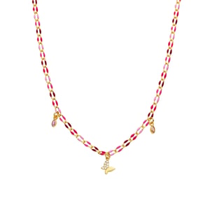 Luxenter Ketting van 925 sterling zilver en roze lak met 18-karaats geelgoud afwerking - Axelon