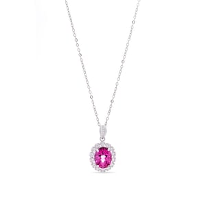 Luxenter 925 sterling zilveren ketting met natuurlijke roze topaas met rhodiumafwerking - Lirian