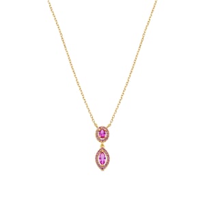 Luxenter Ketting van 925 sterling zilver en roze zirkonia met 18-karaats geelgoud afwerking - Ontary
