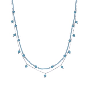 Luxenter Ketting met blauw glas en rhodiumafwerking - Aira