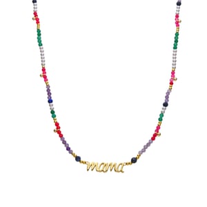 Luxenter Ketting van 925 sterling zilver en veelkleurig kristal met 18-karaats geelgouden afwerking - Mama