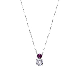 Luxenter 925 sterling zilveren ketting met zirkonia robijn, afwerking in rhodium - Naiuh