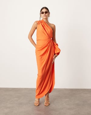 ASOS EDITION ultimate drapering maxiklänning i orange