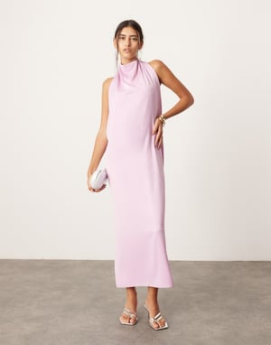 ASOS EDITION halterneck midiklänning med draperingsdetalj i lila