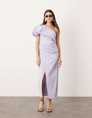 ASOS EDITION enaxlad rynkad maxiklänning i lila