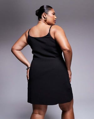 Kaiia exclusive Plus tailored contrast bow detail cami mini dress in black