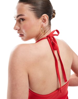 Cotton On Halter scoop mini dress in red