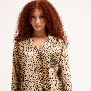 Juicy Couture Tamzin cheetah satin shirt & pant set