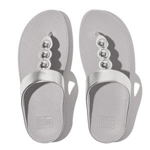 FitFlop Fino mirror-dome metallic-leather toe-post sandals