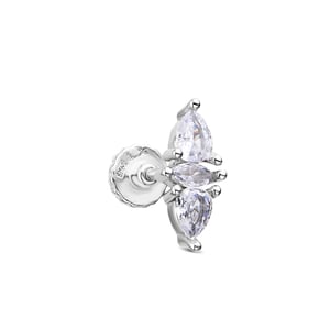 Luxenter Piercing van 925 sterling zilver met glanzende zirkonia en rhodiumafwerking - Alwen