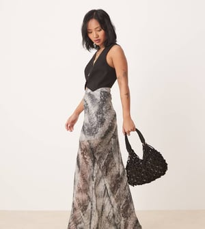 ASOS DESIGN Petite sheer maxi skirt in snake print