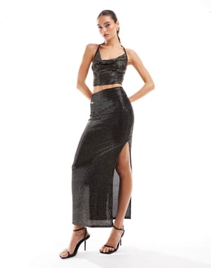 Missyempire maxi kjol med glittrande detaljer i guld