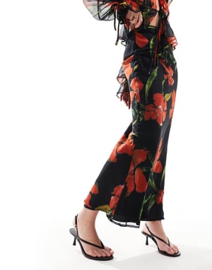 ASOS DESIGN chiffong sned maxi kjol co-ord i blommönster