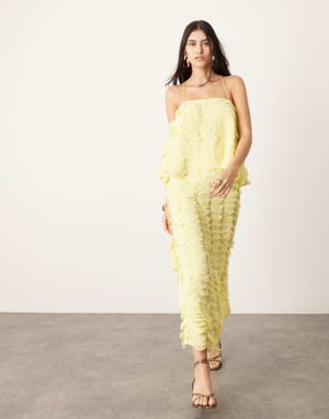 ASOS EDITION texturerad cirkelmaxikjol i citron
