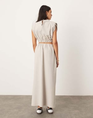 ASOS EDITION jersey snurrdetalj maxi kjol set i ljusgrå