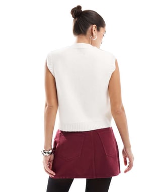 ASOS DESIGN denim mini skirt in burgundy