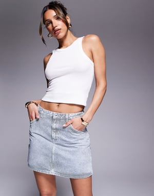 Hugo Blue denim skirt in blue