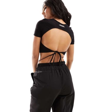 Sixth June texturerad crop top i svart