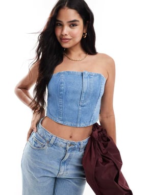 Wrangler denimkorsett topp i ljusblått