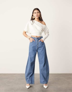 ASOS EDITION avskuren draperad topp i vit
