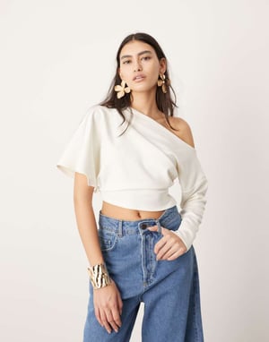 ASOS EDITION avskuren draperad topp i vit