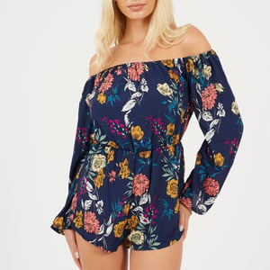 Women's Brave Soul Playsuit in Navy Floral