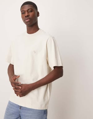 Abercrombie & Fitch premium icon logo short sleeve t-shirt in off white