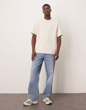 Abercrombie & Fitch premium icon logo short sleeve t-shirt in off white
