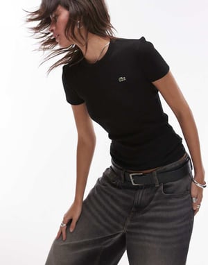 Lacoste fitted logo t-shirt in black