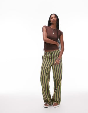 Topshop cinch waist top in chocolate brown